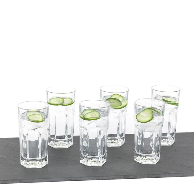 RCR Crystal Set of 6 Provenza Crystal Hi-Ball Cocktail Water Tumblers Glasses, 370ml