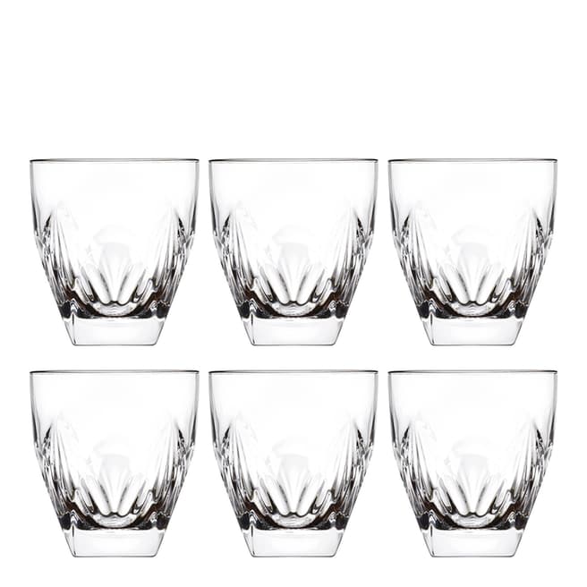 RCR Crystal Set of 6 Fior Di Loto Crystal Whisky Tumblers Glasses, 270ml