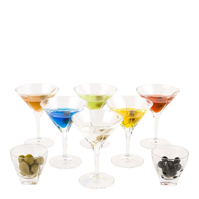 RCR Crystal Set of 6 Martini Glasses & 2 Small Party Bowls