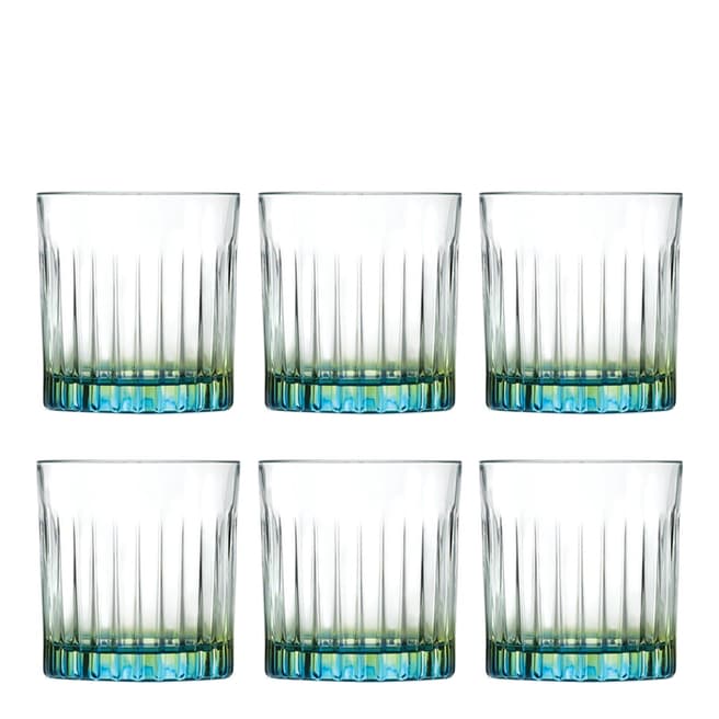 RCR Crystal Set of 6 Green Gipsy Crystal Short Whisky Tumblers, 360ml