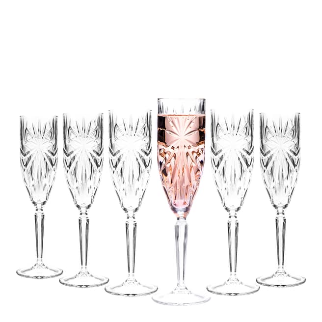 RCR Crystal Set of 6 Oasis Champagne Flutes, 160ml