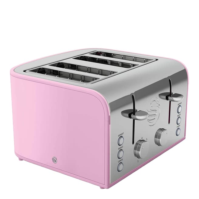 Swan Pink Retro 4 Slice Toaster