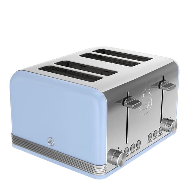 Swan Blue Retro 4 Slice Toaster