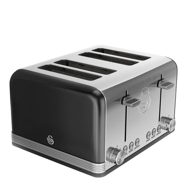 Swan Black Retro 4 Slice Toaster