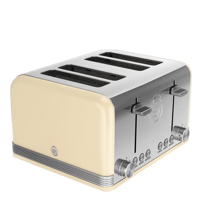 Swan Cream Retro 4 Slice Toaster