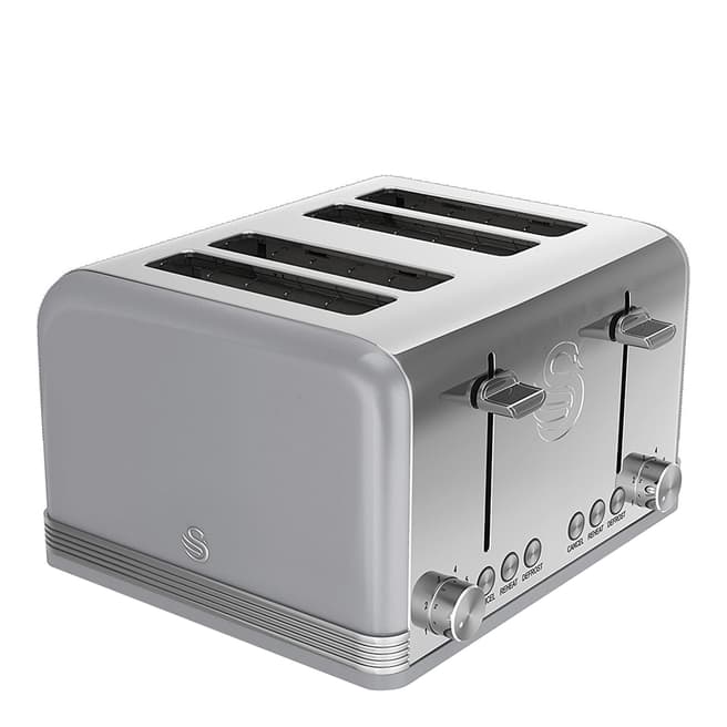 Swan Grey Retro 4 Slice Toaster