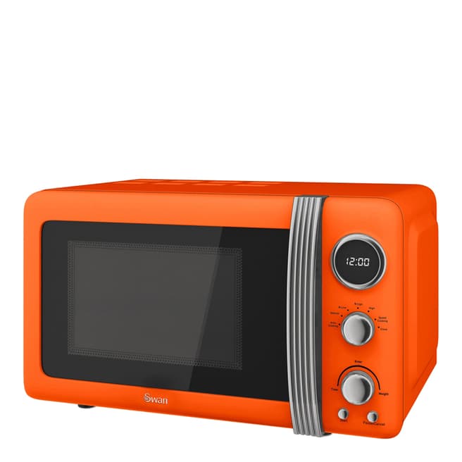 Swan Orange Retro Digital Microwave 800W