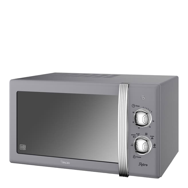 Swan Grey Retro Digital Microwave, 800W