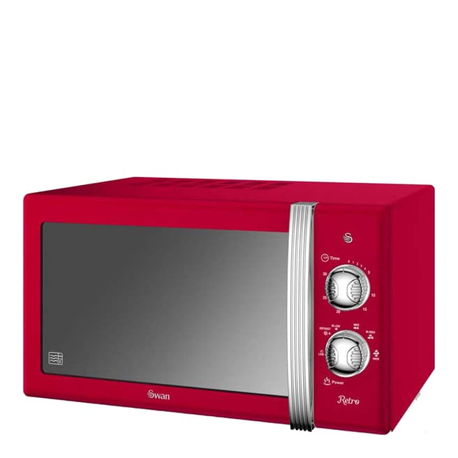 Swan Red Retro Manual Microwave, 800W
