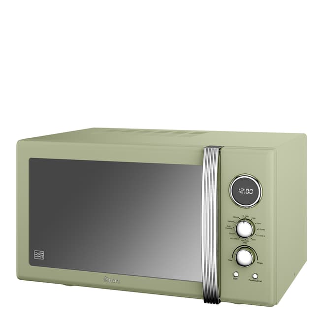 Swan Green Retro Digital Combi Microwave, 25L
