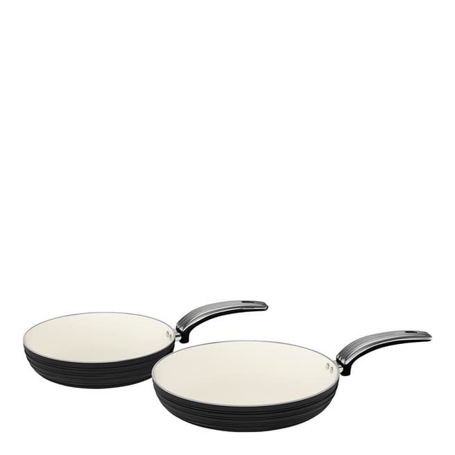 Swan Set of 2 Black Retro Frying Pans