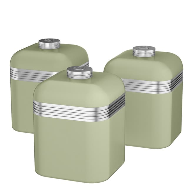 Swan Set of 3 Green Retro Canisters
