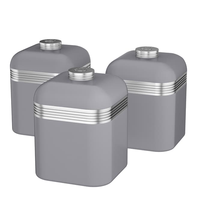 Swan Grey Set of 3 Retro Canisters