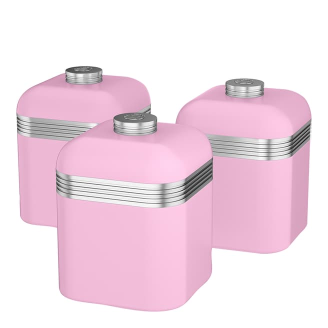 Swan Pink Set of 3 Retro Canisters