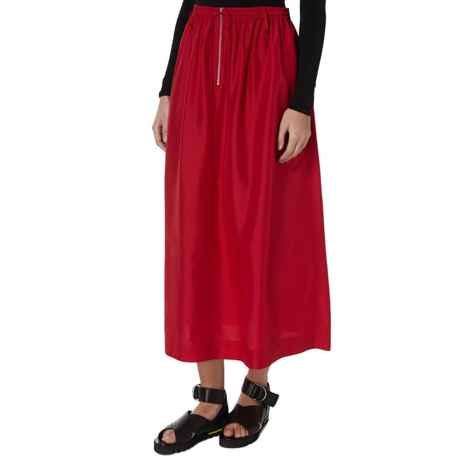 Joseph Berry Red Flint Silk Maxi Skirt