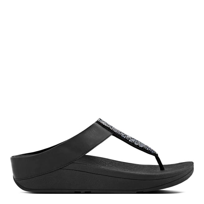 FitFlop Black Sparklie Crystal Toe Post Sandals