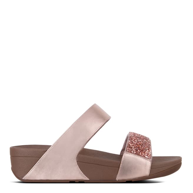 FitFlop Womens Rose Gold Sparklie Crystal Slide Sandals