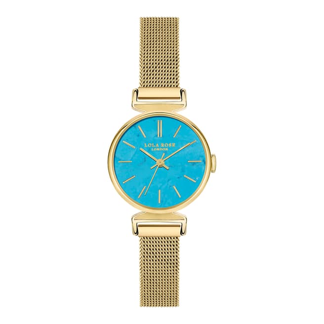 Lola Rose Gold Mesh Turquoise Watch