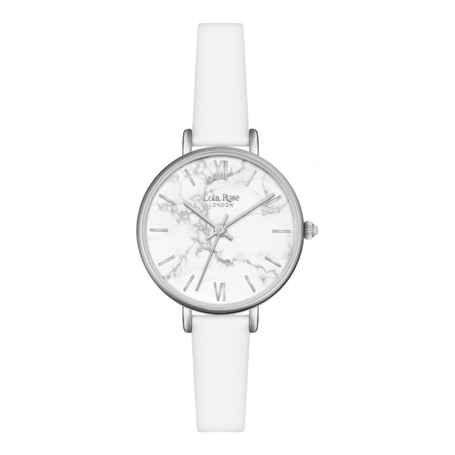 Lola Rose Women's White Howlite Leather Strap Stainless Steel Watch