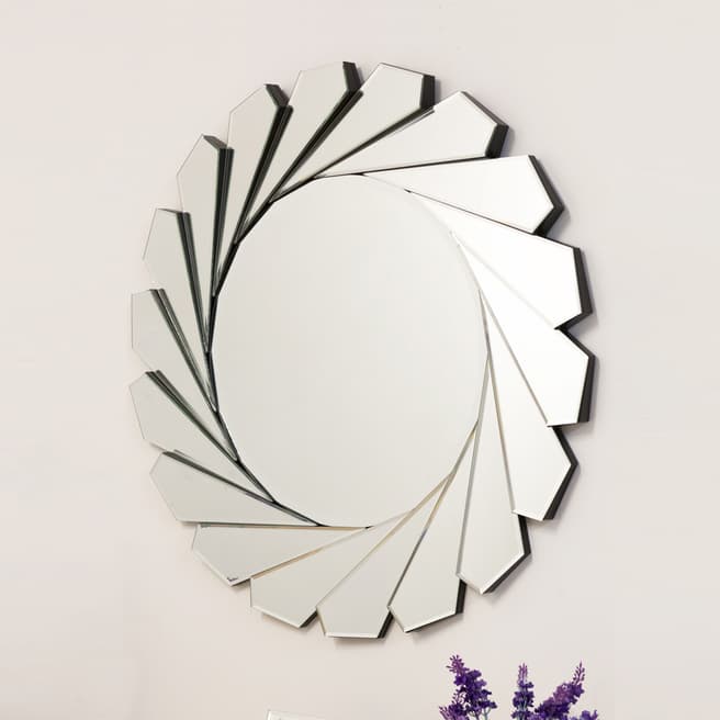 Milton Manor All Glass Stylised Aperture Round Wall Mirror 80x80cm