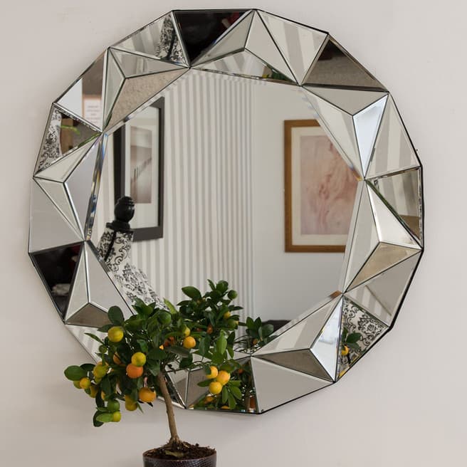 Milton Manor All Glass Geometric Round Mirror 90x90cm