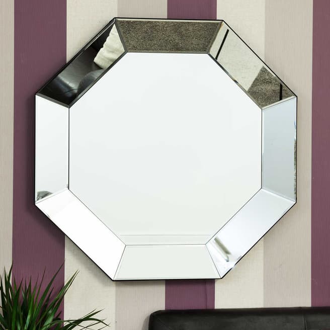 Milton Manor Turvey All Glass Angled Hexagonal Frame Mirror 90x90cm