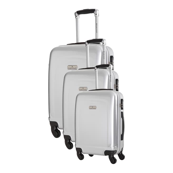 Platinum Set Of Three Silver Clarks Suitcases 50/60/70cm