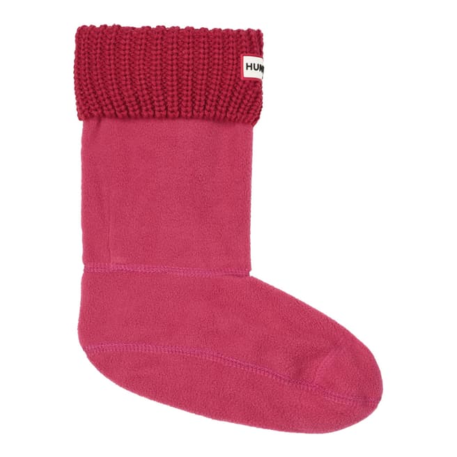 Hunter Pink Short Half Cardigan Stitch Boot Sock