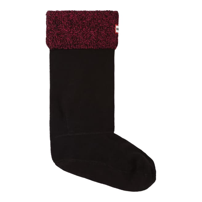 Hunter Black/Red Cable Stitch Tall Boot Socks