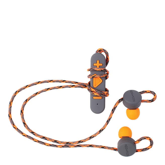 Boompods Grey/Orange Wireless RetroBuds Bluetooth Sports Earphones