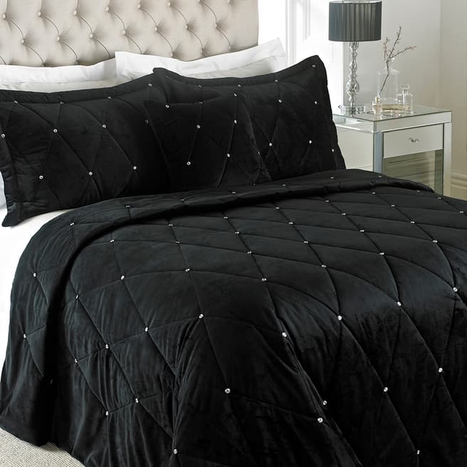 Paoletti Diamante King Bedspread Set, Black