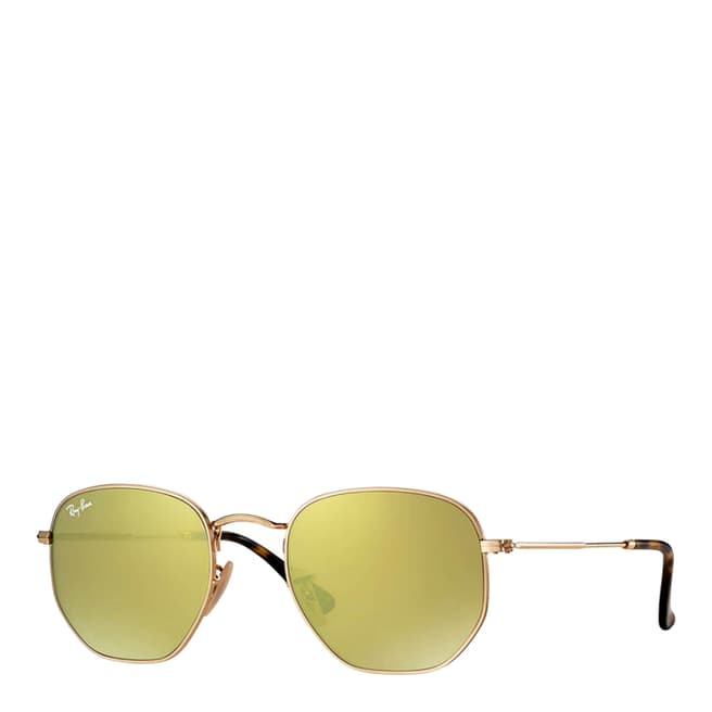 Ray-Ban Men's Gold Hexagonal Sunglasses 54mm