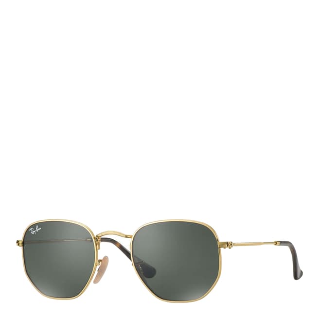 Ray-Ban Men's Gold Hexagonal Sunglasses 54mm