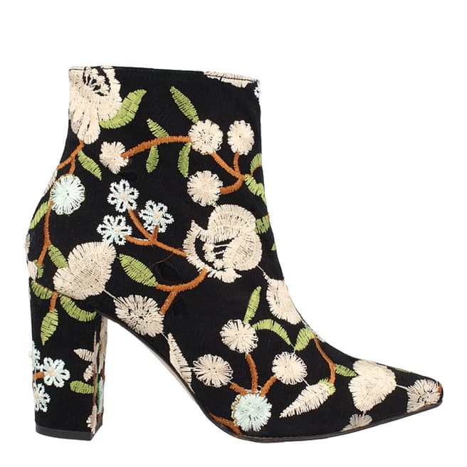 Roberto Botella Cream Floral Embroidered Ankle Boots