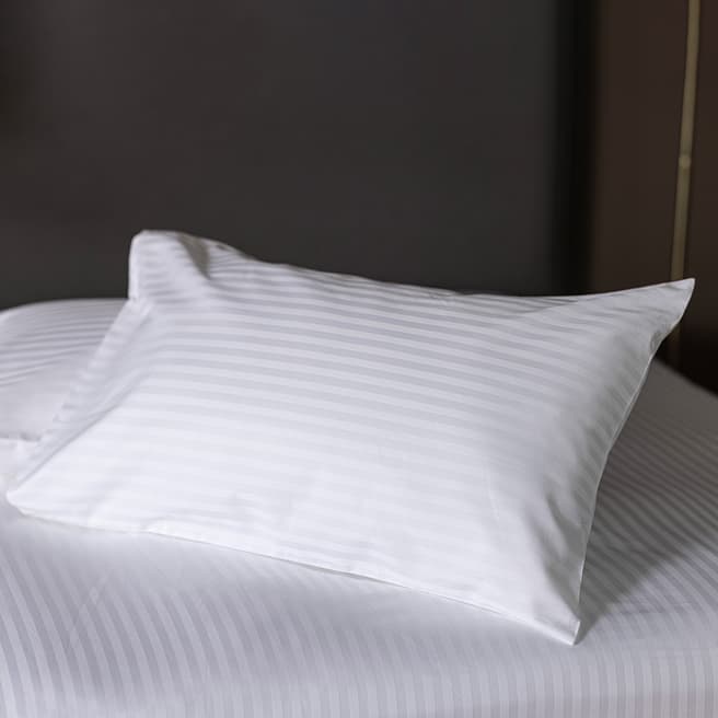 Belledorm 540Tc Satin Stripe Pair Of Housewife Pillowcases, White
