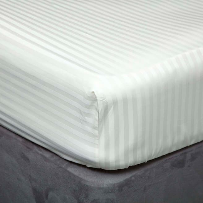 Belledorm 540Tc Satin Stripe Double Fitted Sheet, Ivory
