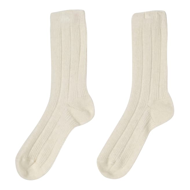  White Cashmere Blend Ribbed Socks