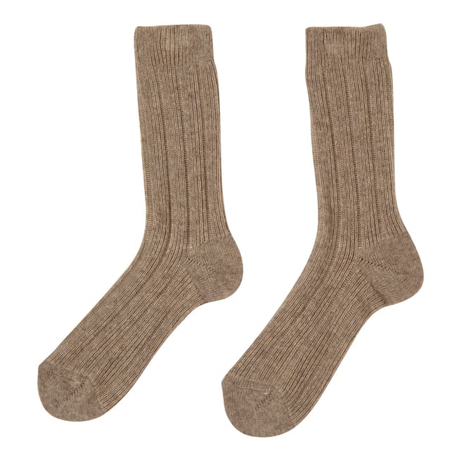  Taupe Cashmere Blend Ribbed Socks