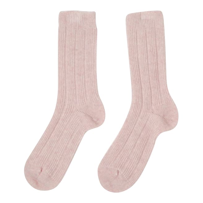  Pink Cashmere Blend Ribbed Socks