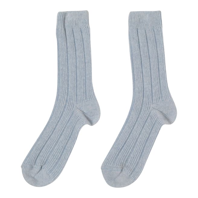 Blue Cashmere Blend Ribbed Socks