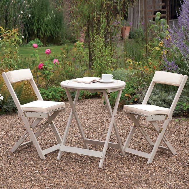 Gablemere Raffles Bistro Set with White Cushions