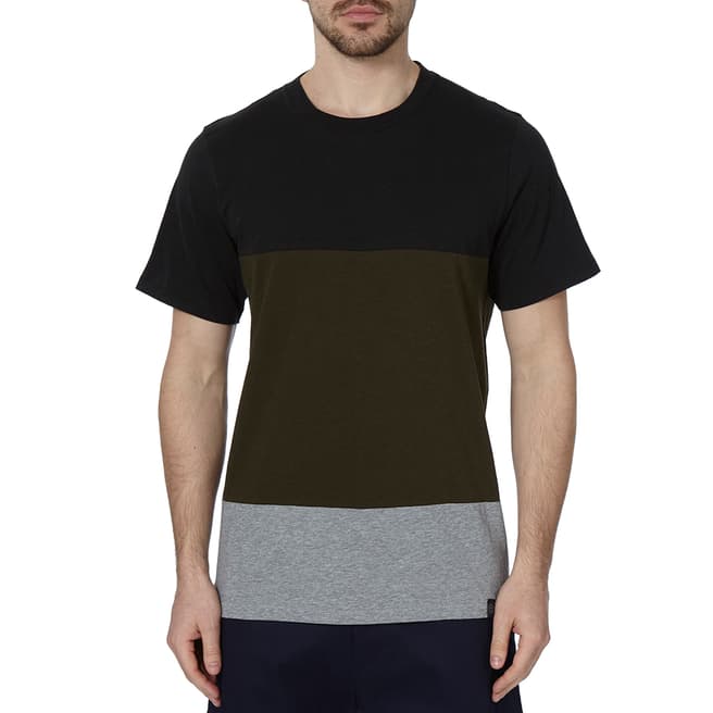Rag & Bone Men's Army/Black Colour Block Precision T-Shirt