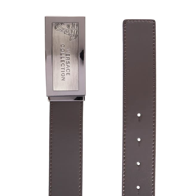 Versace Collection Dark Brown Plaque Leather Belt