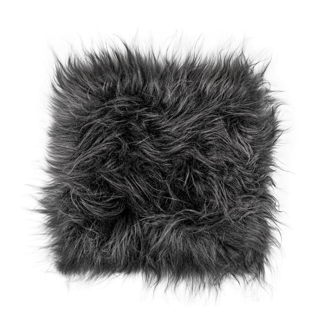 Arctic Fur Graphite Icelandic Long wool Sheepskin Square Chair Pad