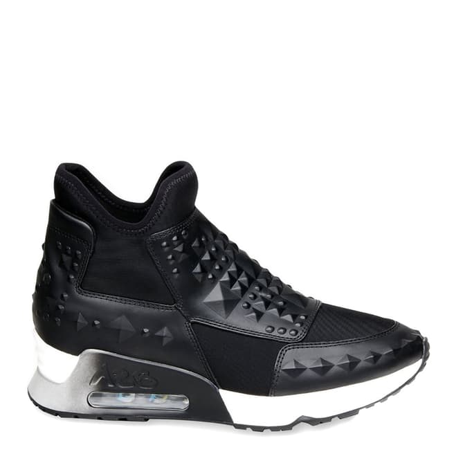 ASH Black Leather & Neoprene Lazer Stud Sneakers 