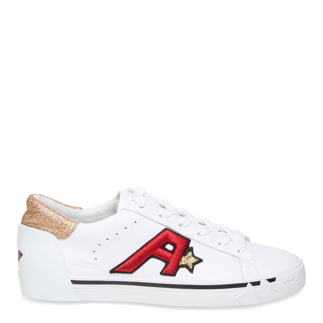 ASH White Leather Next Gold Glitter Sneakers 