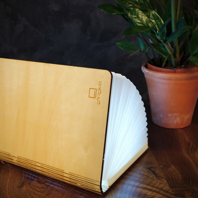 Gingko Natural Wood Smart Book Light, Large, Maple