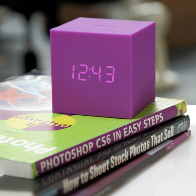 Gingko Purple Gravity Cube Click Clock