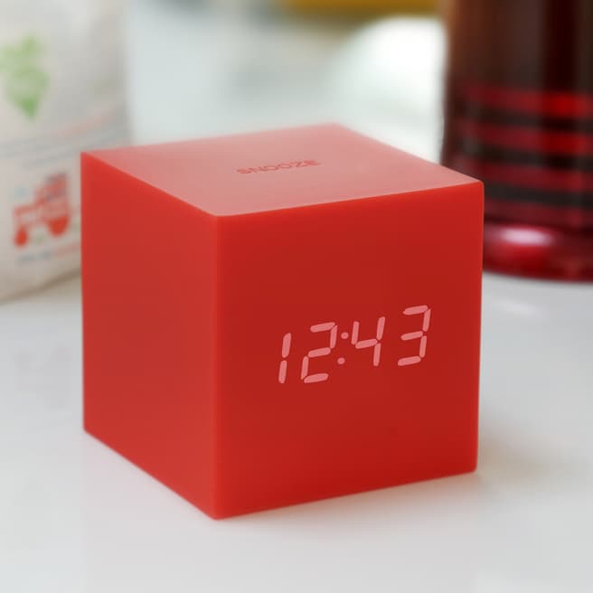 Gingko Red Gravity Cube Click Clock