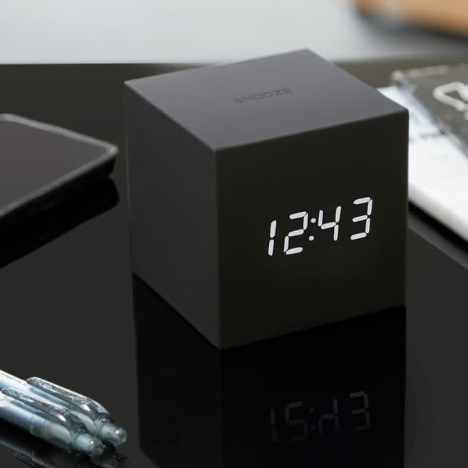 Gingko Black Gravity Cube Click Clock